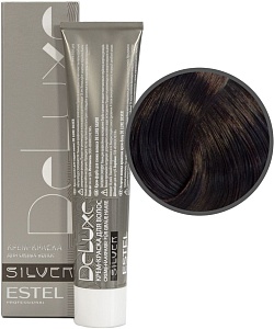 Купить 4/76 Крем-краска De Luxe Silver, шатен коричнево-фиолетовый    в Москве по низкой цене! Доставка по всей России ESTEL De Luxe Silver Крем-краска для седых волос, 4/76 шатен коричнево-фиолетовый, 60 мл