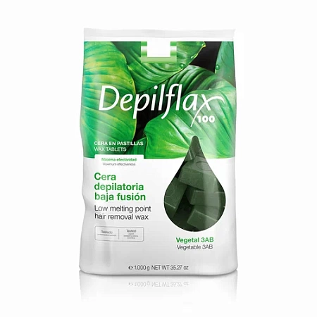 Воск горячий 3АВ в брикетах Depilflax Зелёный 1 кг 