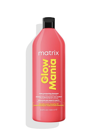 Профессиональный шампунь Matrix Glow Mania для блеска окрашенных волос без сульфатов (сульфатированных ПАВ) 1000 мл 