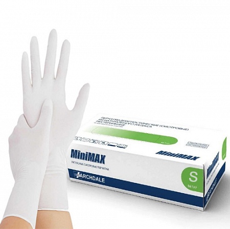 Перчатки латексные опудренные MiniMax размер S, 50 пар в упаковке