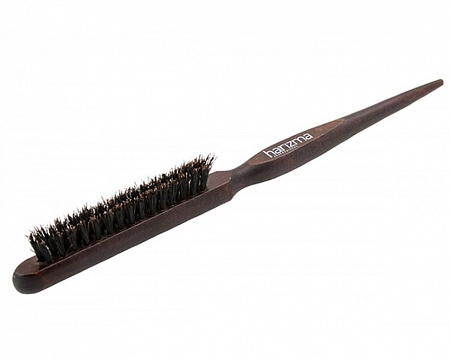 HARIZMA Щётка для начёса с натуральной щетиной 3 ряда, тёмная.