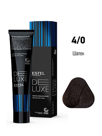 ESTEL De Luxe краска-уход для волос, 4/0 шатен, 60 мл 