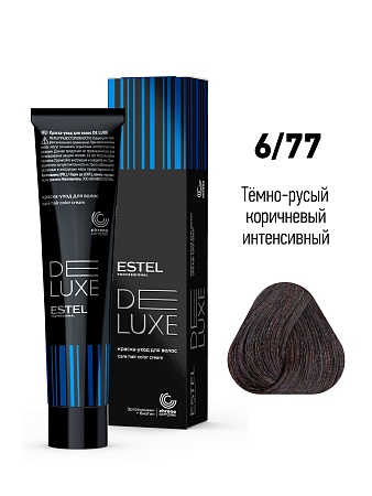 ESTEL De Luxe краска-уход для волос, 6/77 темно-русый коричневый, 60 мл 