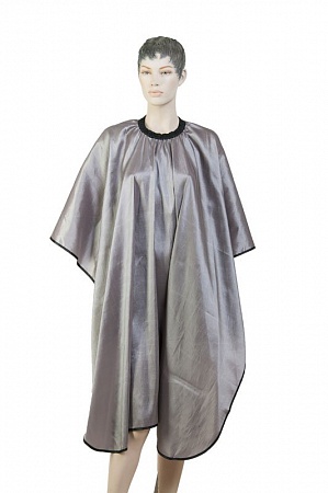 Пеньюар для стрижки DEWAL "Глянец" полиэстер серебристый 128х146см на крючках