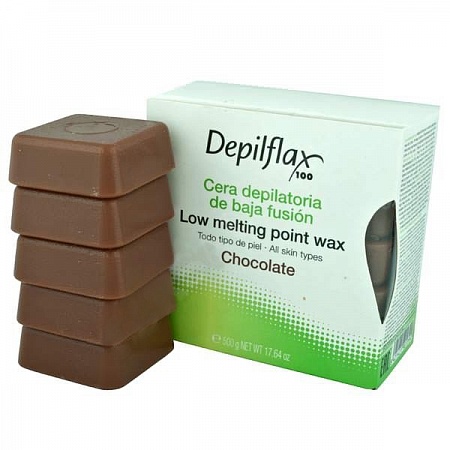 Горячий воск в брикетах Depilflax Шоколад 500 гр для любого типа волос