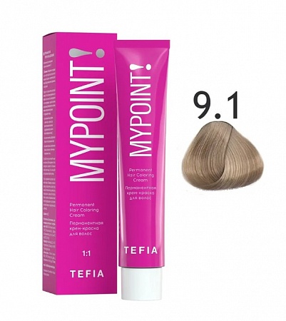 Tefia Mypoint Крем-краска для волос тон 9.1 Очень светлый блондин пепельный, 60 мл