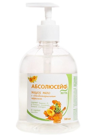 АБСОЛЮСЕЙФ экстра, антибактериальное жидкое мыло с дозатором 500 мл 