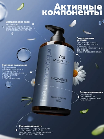 Гель для душа парфюмированный Manita Professional LYCHEE, BERGAMOT, PEACH в индивидуальной упаковке 460 мл 