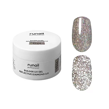 Моделирующий УФ-гель светоотражающий RuNail BUILDER UV GEL REFLECTIVE DIAMOND 3.0 9966 15 гр 