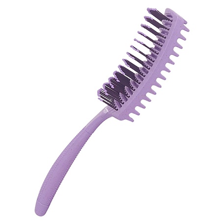 Щётка массажная HARIZMA Nylon широкая из экологического пластика с добавлением соломенного волокна фиолетовая 